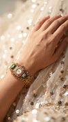 Emerald Green and Ruby Red CZ Open-Work Watch for Women, detail, Cunei India