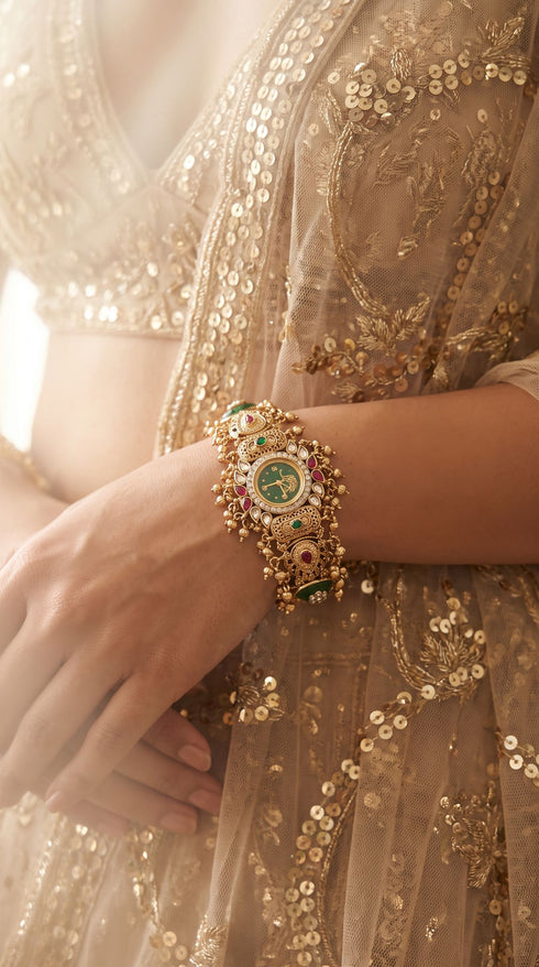 Emerald Green and Ruby Red CZ Statement Watch for Women, for women, Cunei India