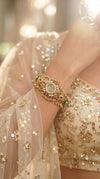 Emerald Green and Ruby Red CZ Statement Watch for Women, product photo, Cunei India