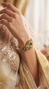 Emerald Green and Ruby Red Kundan Watch for Women, product photo, Cunei India