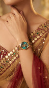 Imperial Emerald Green and Ruby Red Pearl Open-Work Watch, for women, Cunei India