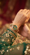 Imperial Emerald Green and Ruby Red Pearl Open-Work Watch, product photo, Cunei India