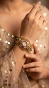 Emerald Green and Ruby Red Kundan Studded CZ Enamel Watch for Women, for women, Cunei India