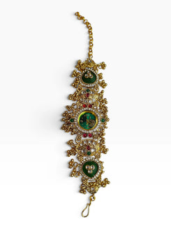 Emerald Green, Ruby Red and White Ethnic Bracelet Watch for Women - view 2