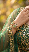 Emerald Green, Ruby Red and White Cz Ethnic Bracelet Watch product photo, Cunei India