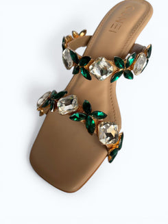 Emerald Green and White Crystal Heels for Women - Party & Wedding Wear - Image 10 - Cunei India