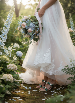 Emerald Green and White Crystal Heels for Women - Party & Wedding Wear - Image 2 - Cunei India