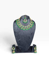 Emerald Green And White Kundan Drop Necklace Set product photo, Cunei India
