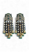 Emerald Green and White Cz Cascading Dangling Earrings for women, Cunei India