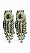 Emerald Green and White Polki Cascading Hanging Earrings for women, Cunei India