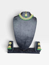 Emerald Green and White Three Piece Stone Border Necklace Set - view 4