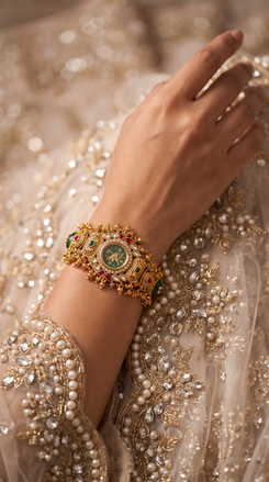 Emerald Shield Ruby Bracelet Watch product photo, Cunei India