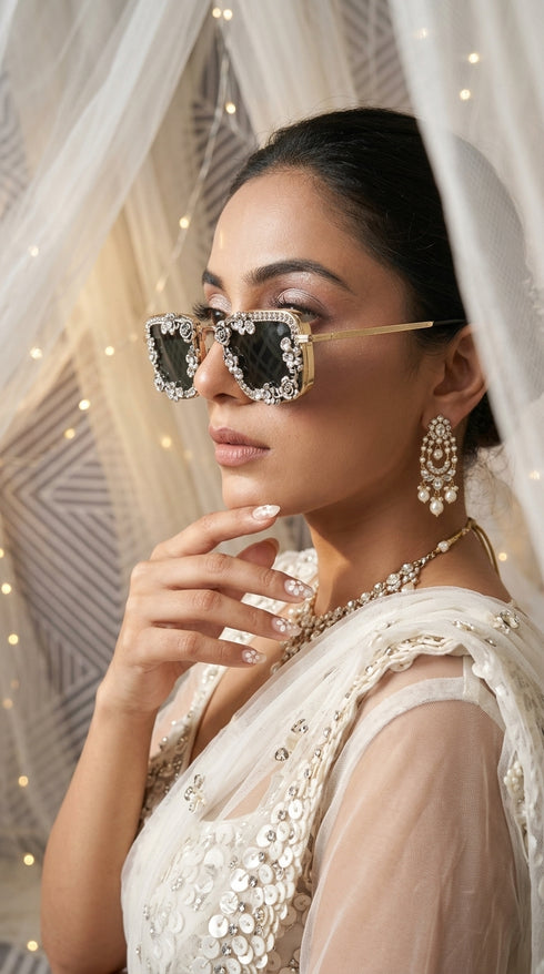 Classic golden frame glares for women, Cunei India