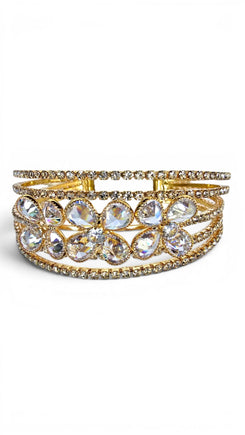 Floral Crystal Cuff Bracelet for Women - Party & Wedding Wear - view 4