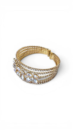 Floral Crystal Cuff Bracelet for Women - Party & Wedding Wear - view 5