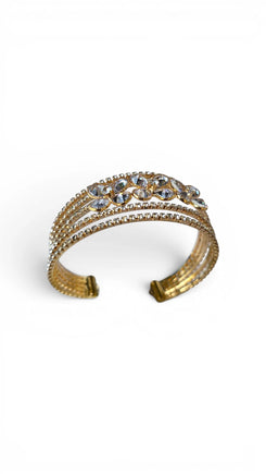 Floral Crystal Cuff Bracelet for Women - Party & Wedding Wear - view 6