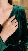 White Crystal Flower Ring - Party & Wedding Wear