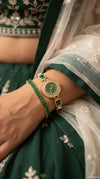 French Vintage Round Green Dial Heritage Watch Bracelet for Women
