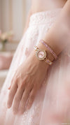 French Vintage Round Pink Dial Heritage Watch Bracelet for Women