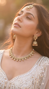 Gold and Clear Three Piece Teardrop Crystal Drops Necklace Set
