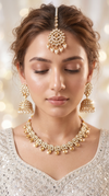 Gold and Clear Three Piece Teardrop Crystal Drops Necklace Set - view 2