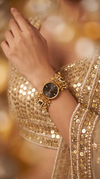 Gold and Black Pearl Ethnic Bracelet Watch for women, Cunei India