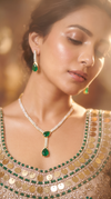 Gold Emerald Teardrop Stone Cz Necklace Set product photo, Cunei India