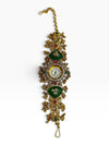 Gold with Green and Red Accents Kundan Ethnic Bracelet Watch for Women - view 2