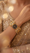 Gold with Green and Red Accents Pearl Ethnic Bracelet Watch for women, Cunei India