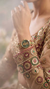 Imperial Gold, Green and Red Enamel Pearl Studded Watch, product photo, Cunei India