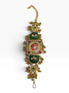 Gold Green Red Ethnic Bracelet Watch for Women - view 3