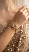 Gold, Green and Red CZ Open-Work Watch for Women, for women, Cunei India