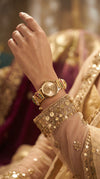 Imperial Gold, Green and Red Paisley Motif Pearl Kundan Enamel Watch, detail, Cunei India