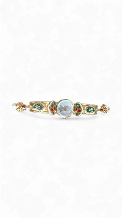Imperial Gold, Green, Red and White Pearl Watch, side view, Cunei India