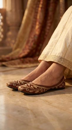 Gold Leaf Tan Leather Jutti for Women - view 5