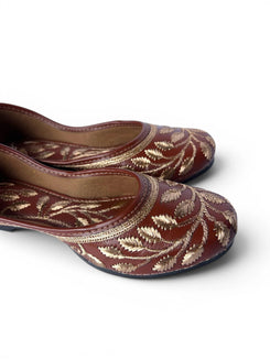 Gold Leaf Tan Leather Jutti for Women - view 8