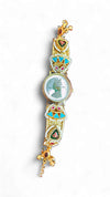 Imperial Gold, Red, Blue and Green Pearl Watch, side view, Cunei India