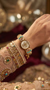 Imperial Gold, Red, Blue and Green Pearl Watch, detail, Cunei India