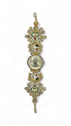Gold with Red and Green Accents Pearl Ethnic Bracelet Watch for women, Cunei India