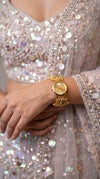 Gold with Red and Green Accents Pearl Ethnic Bracelet Watch product photo, Cunei India
