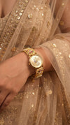 Gold with Red and Green Accents Pearl Ethnic Embellished Watch detail, Cunei India