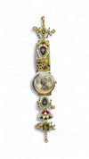 Gold with Red and Green Accents Pearl Ethnic Embellished Watch for women, Cunei India