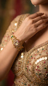 Gold, Red and Green Cz Ethnic Bracelet Watch product photo, Cunei India
