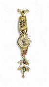 Gold with Red and Green Enamel Ethnic Bracelet Watch for women, Cunei India