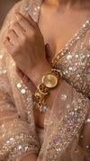 Gold Red Green Pearl Ethnic Watch detail, Cunei India