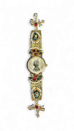 Gold Red Green Pearl Ethnic Watch for women, Cunei India