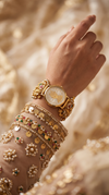 Gold, Red, and Green Pearl Ethnic Bracelet Watch product photo, Cunei India