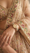 Imperial Gold, Red and Green Peacock Motif Pearl Enamel Open-Work Watch, for women, Cunei India