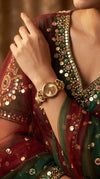 Imperial Gold, Red, Green and White Pearl Watch, detail, Cunei India
