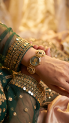 Gold, Red, Green, and White Pearl Round Bracelet Watch product photo, Cunei India